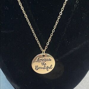 Gold Tone Pendant Necklace - America the Beautiful